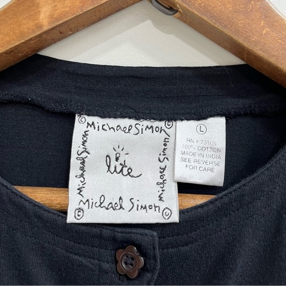 Michael Simon "lite" Black Cardigan Jacket Embroidered Fruit Novelty Print Large - Picture 2 of 8